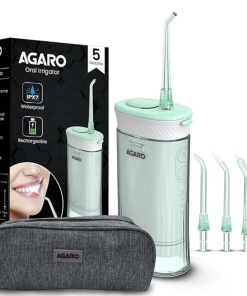 AGARO Ultra Travel Dental Flosser for teeth,Portable,Cordless,Rechargeable,4 Cleaning Modes, IPX7 Waterproof,180ml Water tank,Flossing at Home & Travel, Oral Flosser,Oral Irrigator, Sea Green